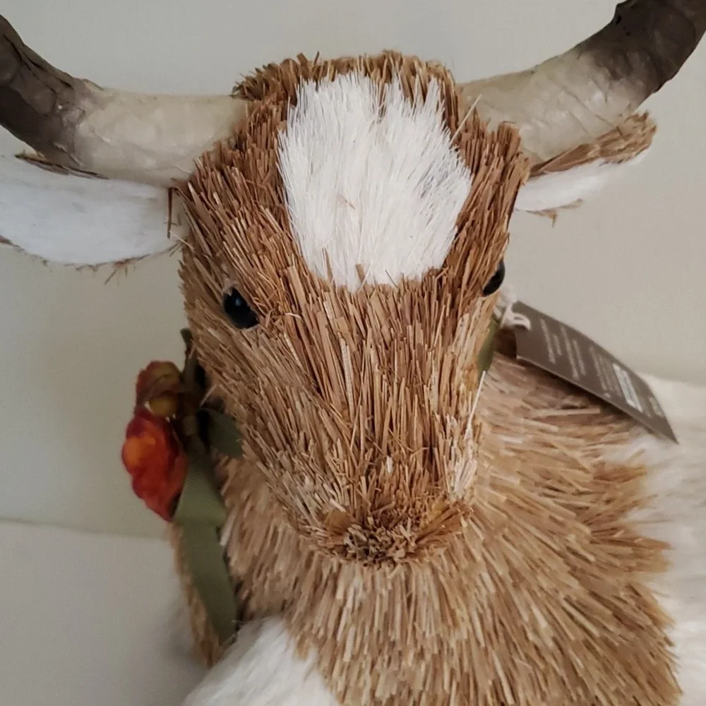 Vintage Pier 1 Fall Hank The Longhorn Farm Straw Animal